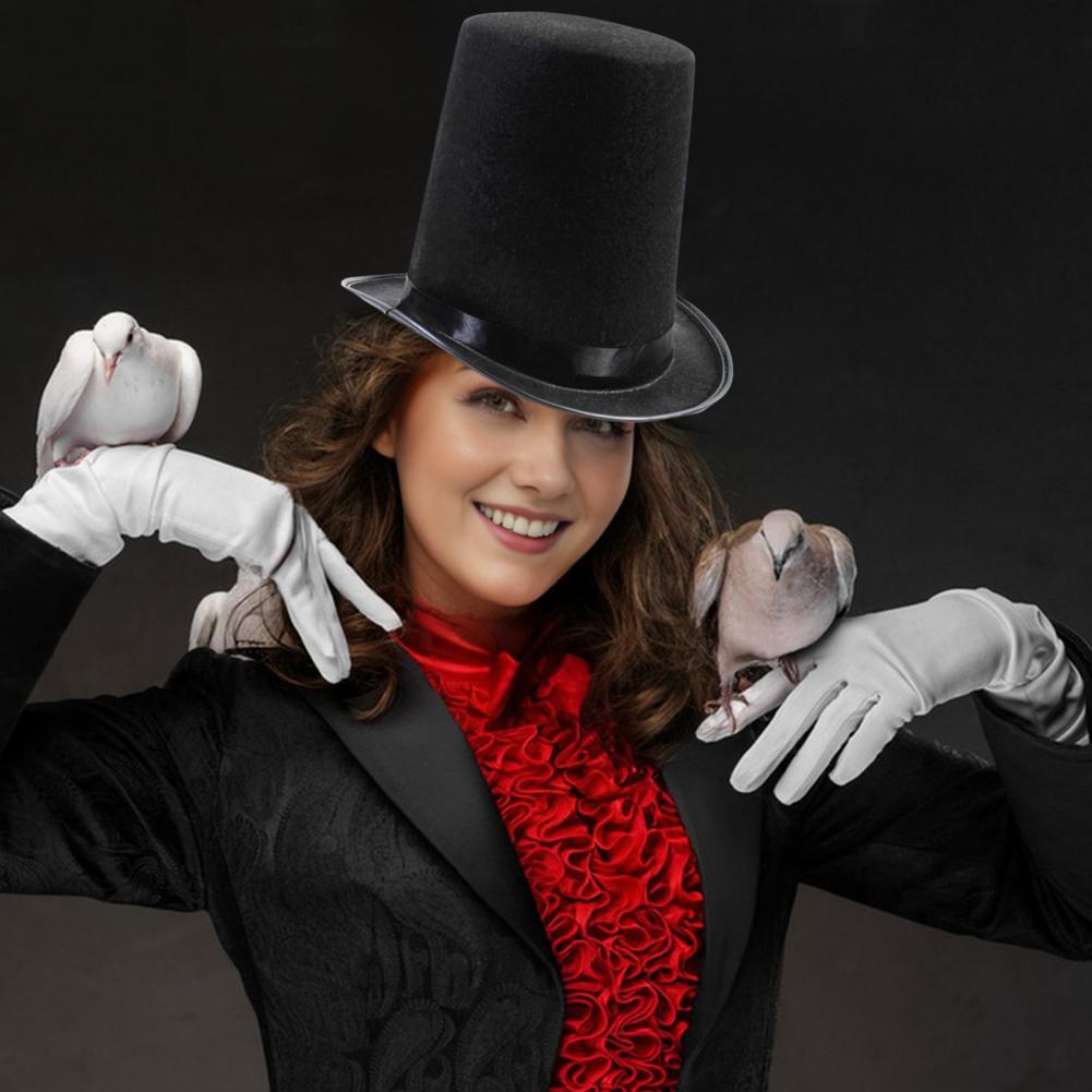 High Top Hat Magician High Hat British Black Jazz Topper Hat Court Gentleman Flat Felt Hats For Performances Role Play Christmas