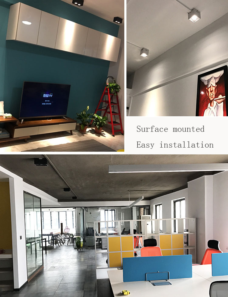Sort hus antirefleks enkel installation overflademonteret rektangel led gitterlampe 10w 14w 20w firkantet 5w 7w 12w