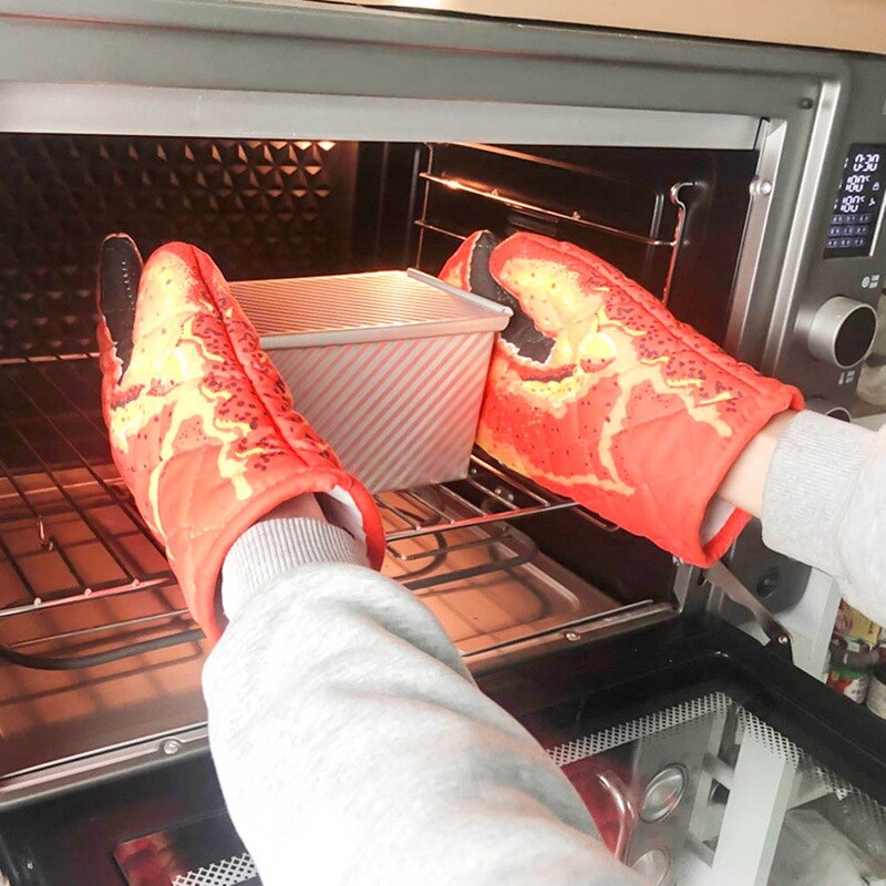 2PC Lobster Claw Kitchen Oven Mitts Quilted Cotton Microwave Oven Gloves Heat Resistant Nonslip for Cooking BBQ Baking