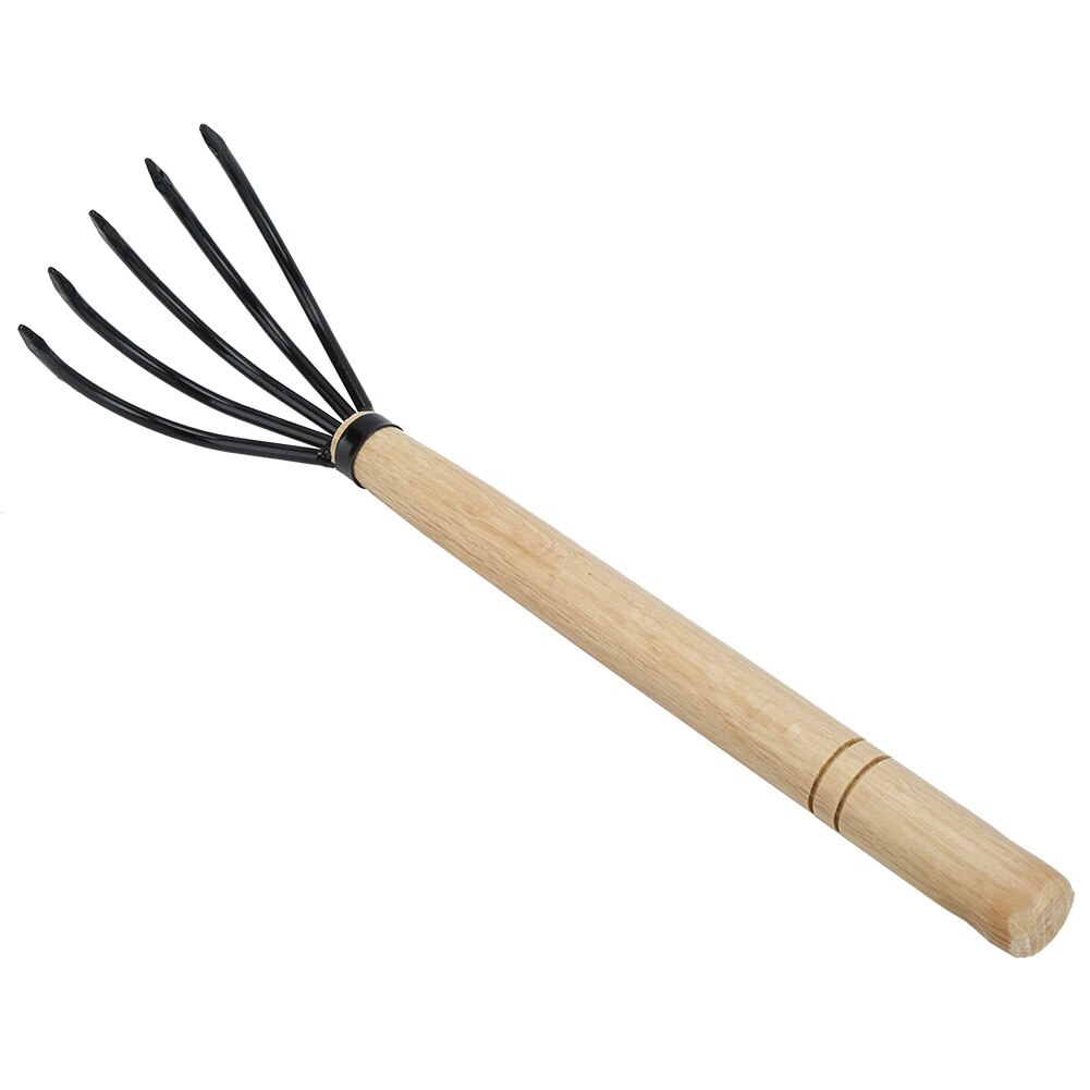 Duurzaam 5-Tine Multifunctionele Tuin Klauw Hark Voor Gevallen Bladeren Los Bodem Nursery Schoonmaken Houten Handvat Tuin Mini gereedschap