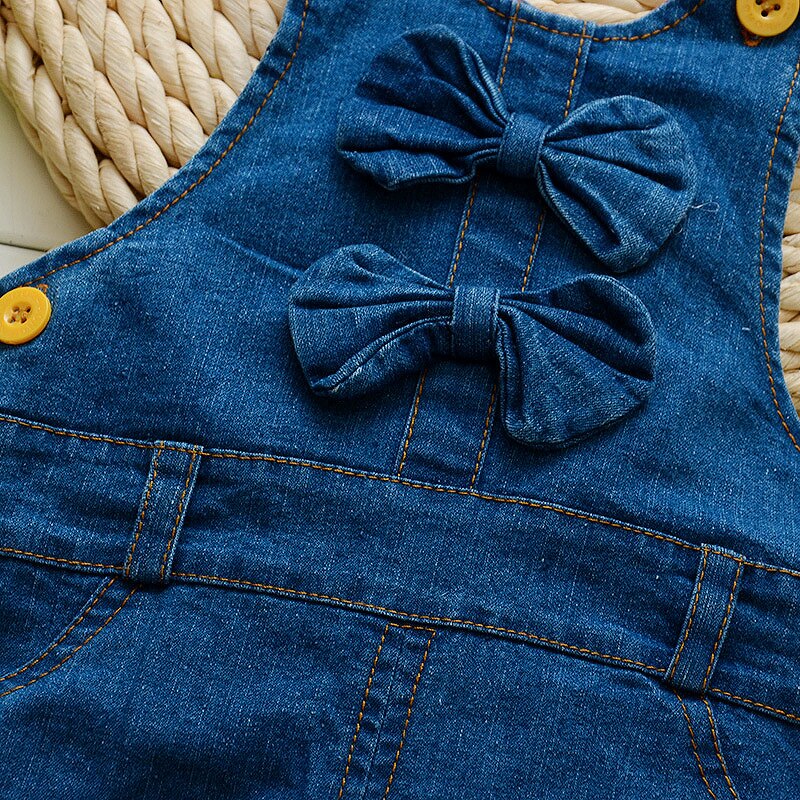 DIIMUU Spring Autumn Infant Baby Girls Clothing Denim Overalls Pants Children Clothes Long Pants 1-4T Kids Girl Rompers