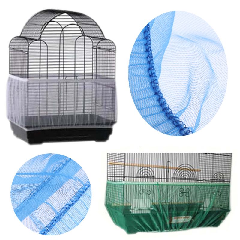 Nylon Mesh Bird Cage Cover Breathable Airy Shell Skirt Net Seed Catcher Bird Cage Accessories Parrot Bird Cage Net S/M/L