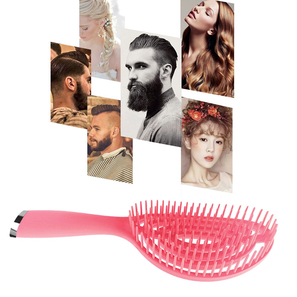 Vrouwen Haar Borstel Elliptische Hollow Out Vormige Kam Massage Hoofdhuid Grote Gebogen Plastic Kam Haarborstel Voor Kappers