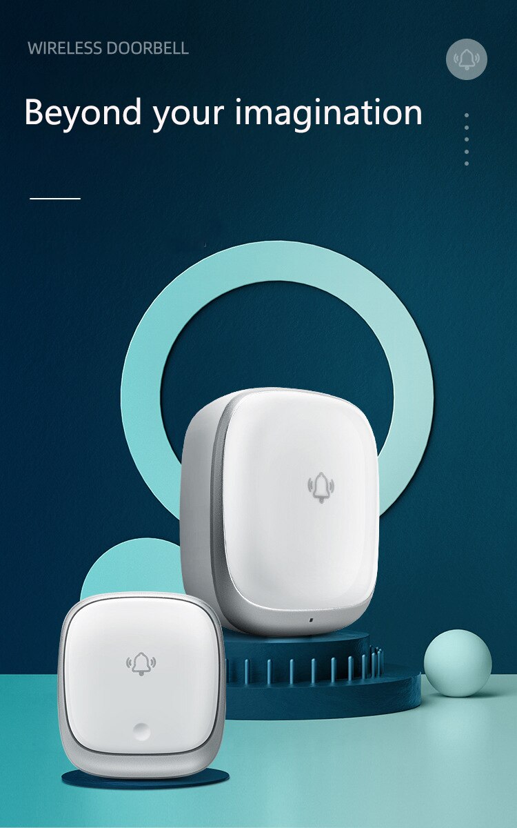 Self Powered Wireless Doorbell Waterproof and Sunscreen Home Office Door Bell Buttons