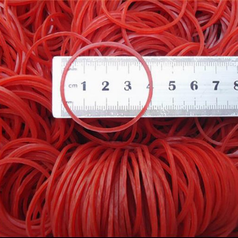 500 stk. naturligt gummibånd rød farve 40mm elastikdiameter skolekontorudstyr elastik