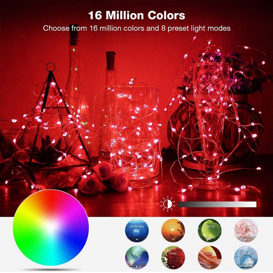 USB RGB LED String Light Bluetooth Smart Remote App Control Fairy String Xmas Tree Christmas Decorations