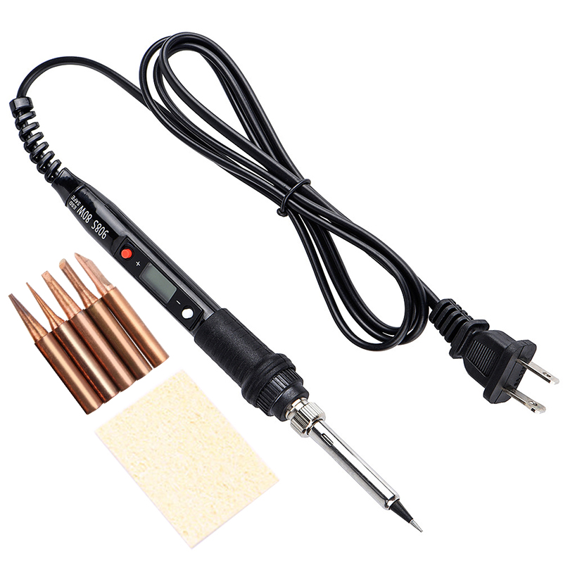220V EU 80W Soldering Iron LCD Digital Display Temperature Adjustabl Electric Solder Iron Set Welding Rework Station Repair Kit