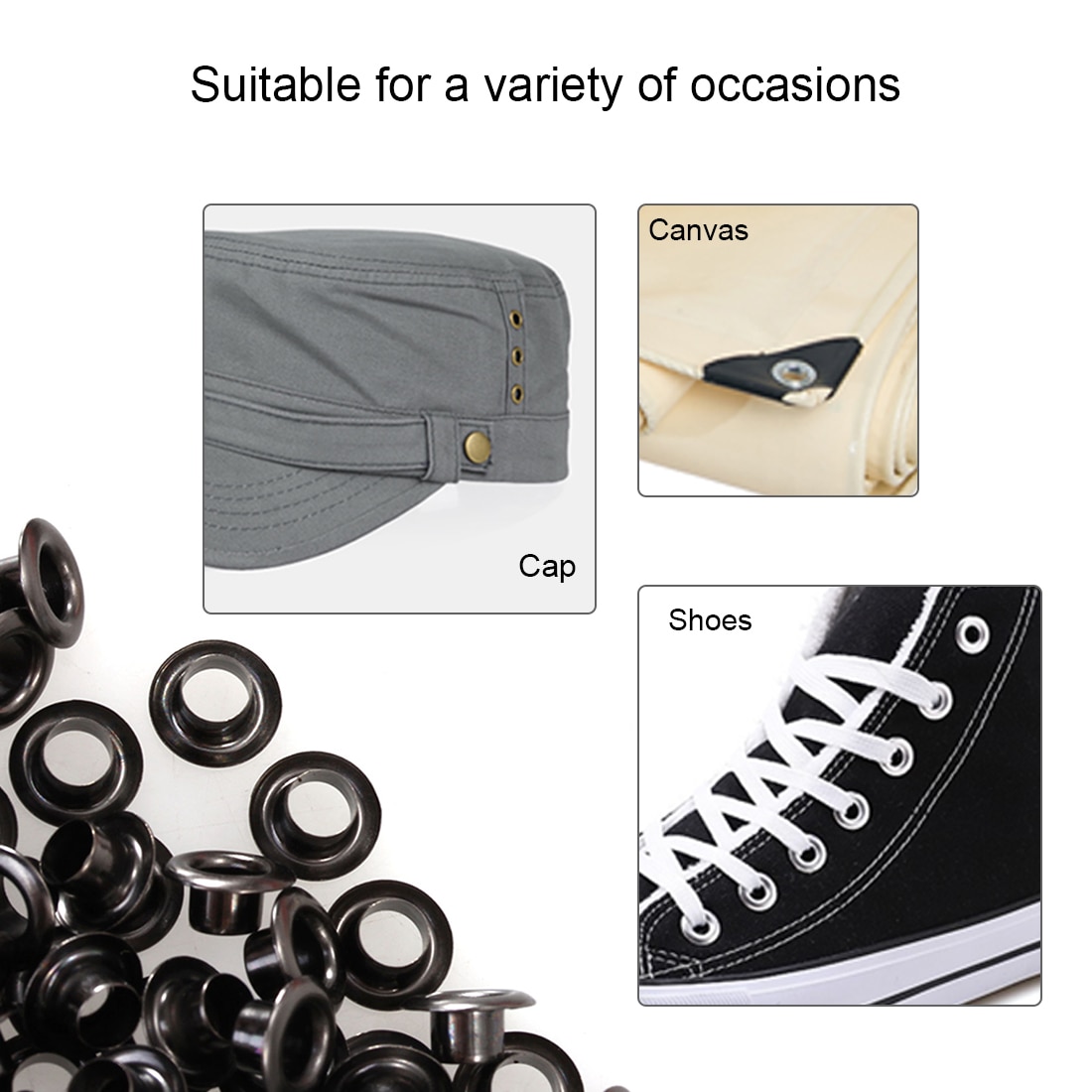 Ojales de Metal-100 juegos de agujeros de 5mm con ojales para cuero artesanal, zapatos de Scrapbooking, cinturón, bolsa, etiquetas para ropa, accesorios