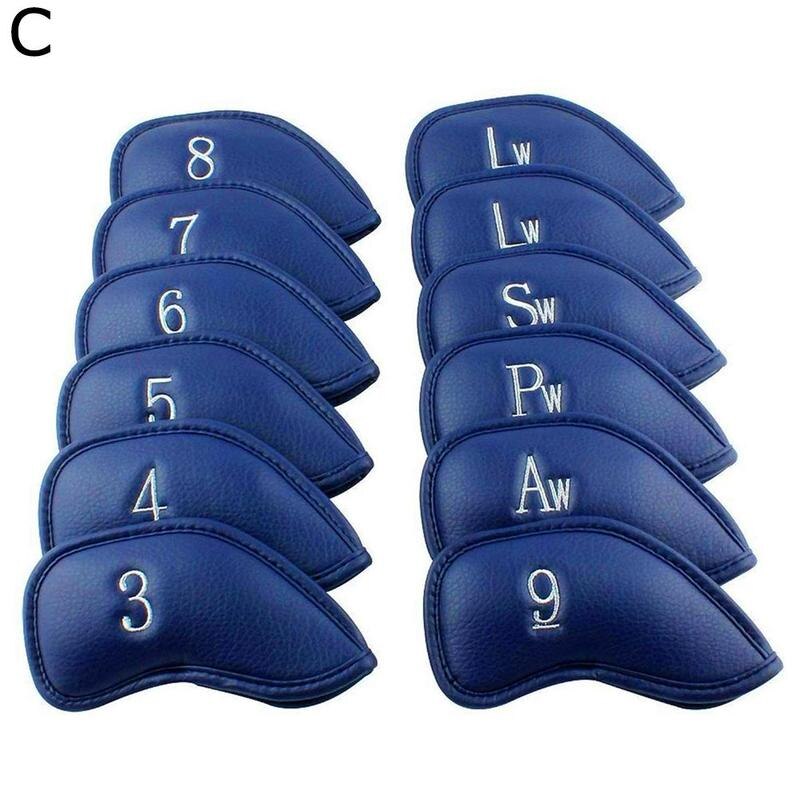 Luxe golfclubhoezen van synthetisch leer, waterdicht, geschikt voor alle ijzers, set van  f9 12 8: Blauw