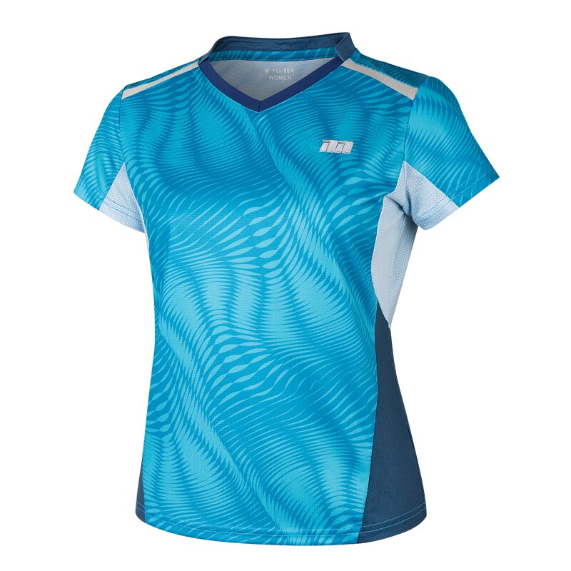 Badminton slid kvinders sommer hurtigtørrende skjorte svedabsorberende kortærmet v-hals tennis-t-shirt