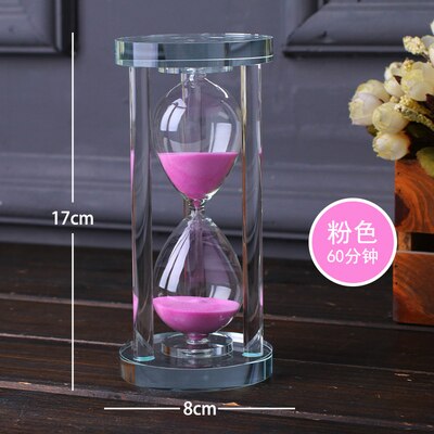 Temporizador de reloj de arena de cristal para niños, decoración creativa anticaída para el hogar, de cumpleaños pequeño para niña, 15/30 minutos: 12-Pink-60