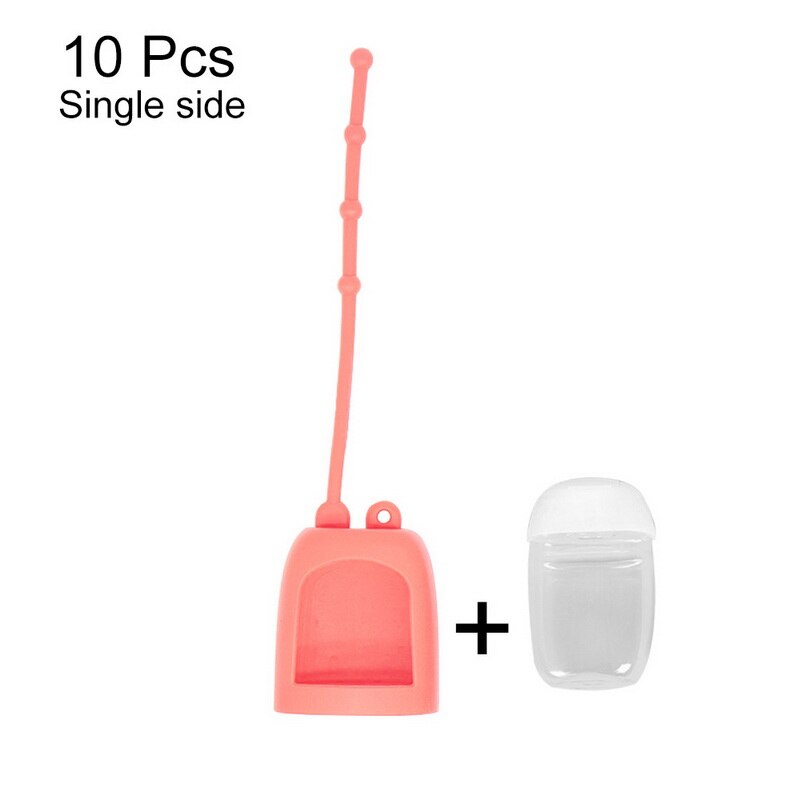 Contenedor de jabón líquido botella vacía portátil de 30ml botella de desinfectante de manos con funda protectora de silicona desmontable: single  pink 10pcs