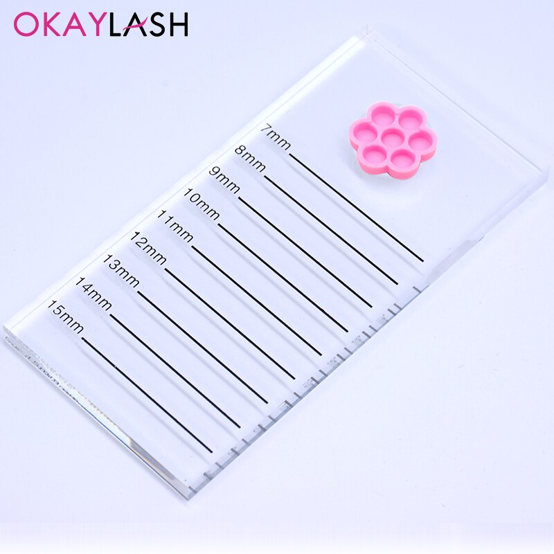 Clear Crystal Eyelash Extension Scale Board Mark Pad 2 In 1 Acrylic Graft Lash Pallet Plate With Glue Holder Cup Accessories: Brown
