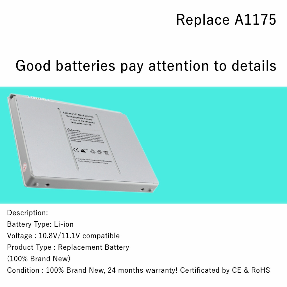 5200mAh Laptop battery For Apple MacBook Pro 15" A1150 A1211 A1226 A1260 MA463 MA464 MA600 MA601 MA609 MA610 A1175 MA348