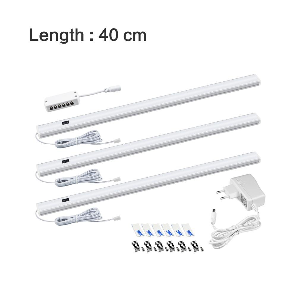 5W 6W 7W Hand Scan fegen Sensor LED Küche Schrank Lichter 12V Aluminium Profil LED Band rohr lampe Hintergrundbeleuchtung Streifen 30/40/50cm: 3x40cm mit EU Energie / Weiß