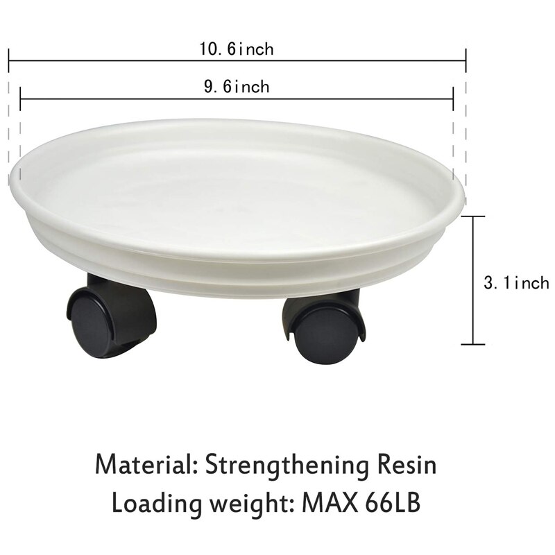 Flower Pot Dolly Plant Stand, 2x Flower Pot Trays on Wheels Round Flower Pots Moving Flower Pots on Indoor Rollers (2 Pcs)