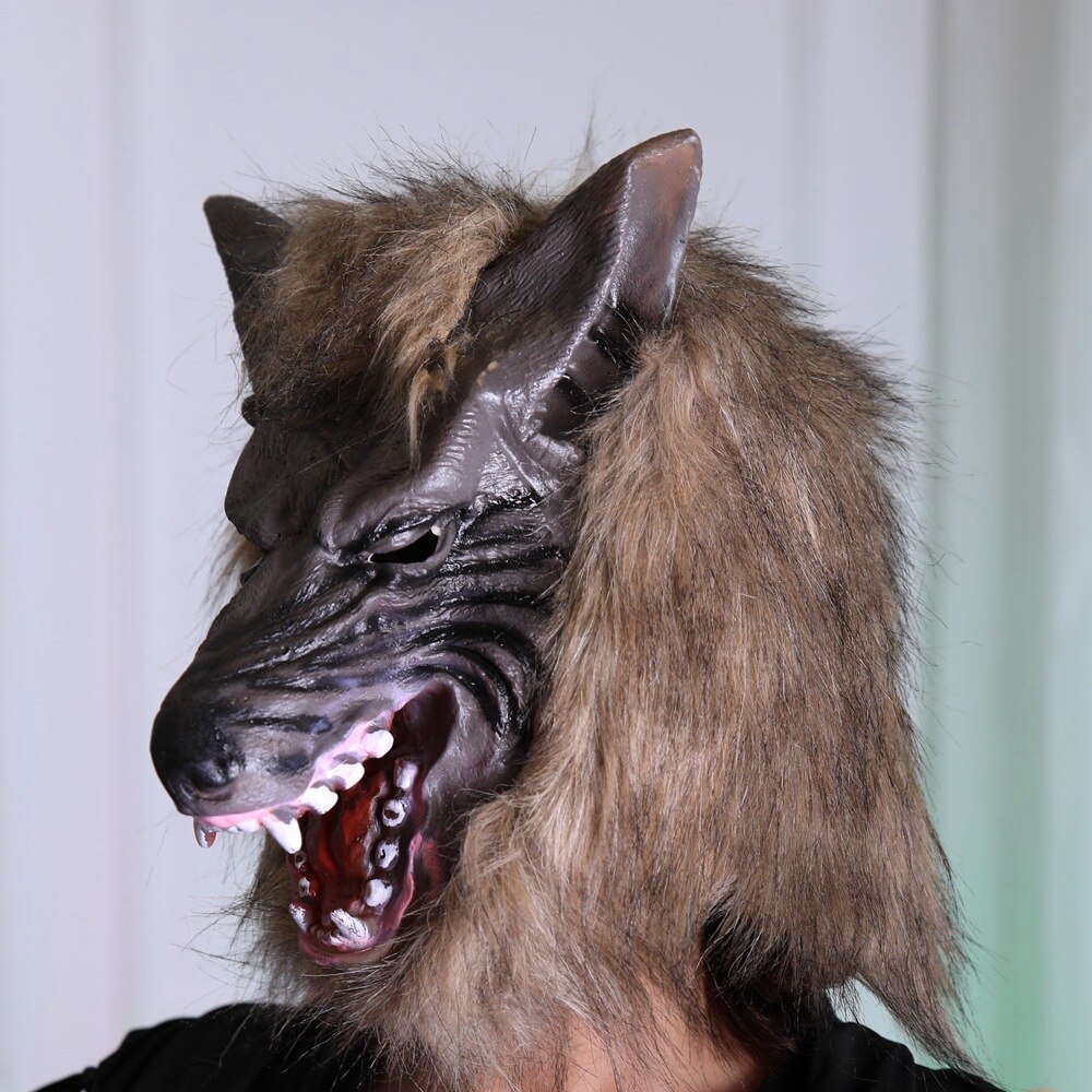 Masque cosmasqué d&#39;halloween, couvre-chef de loup, masque tête de loup en Latex, masque Animal de fête d&#39;horreur