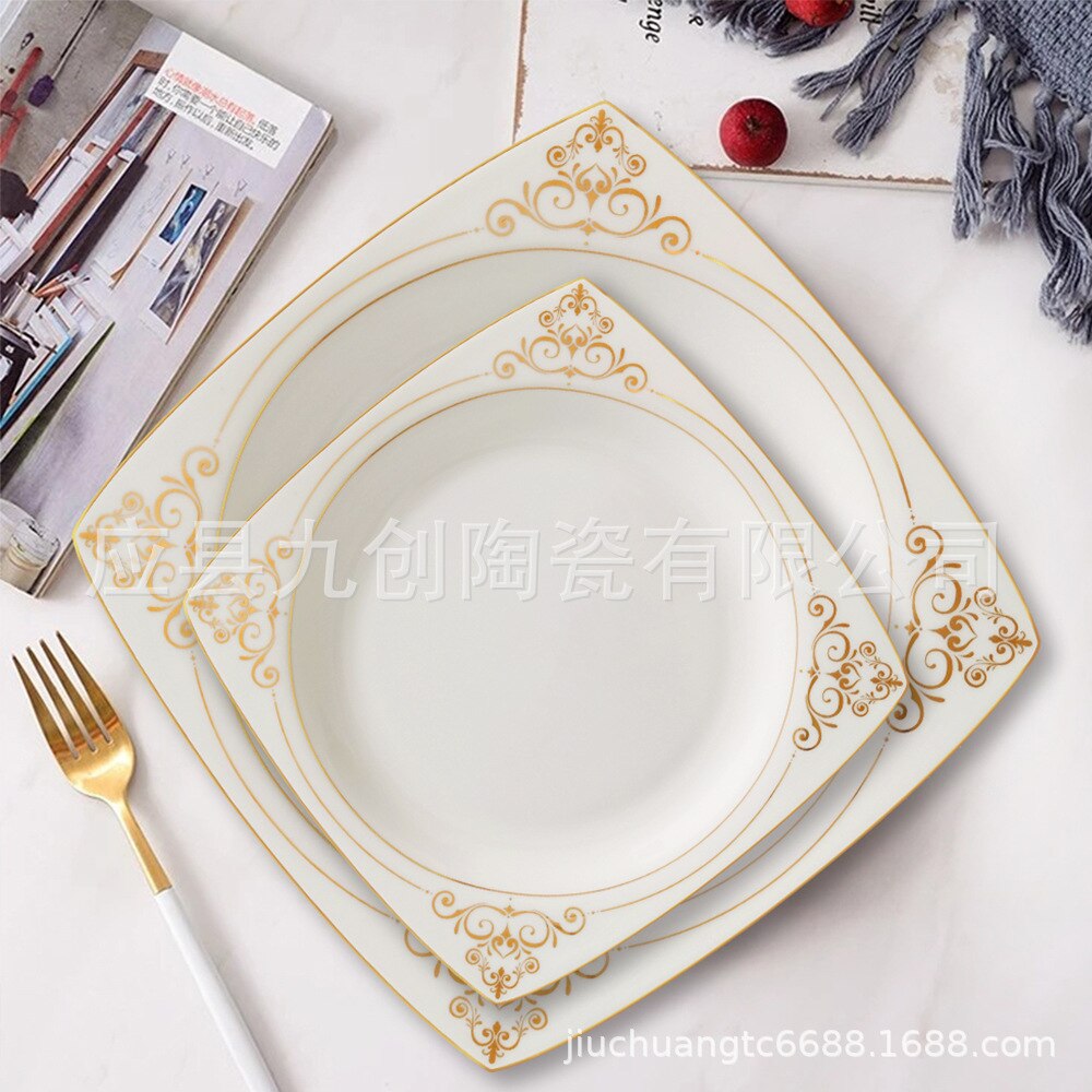 Moderne Eenvoudige Bone China Servies Set Huishouden Plaat Kom Plaat Keramische Servies