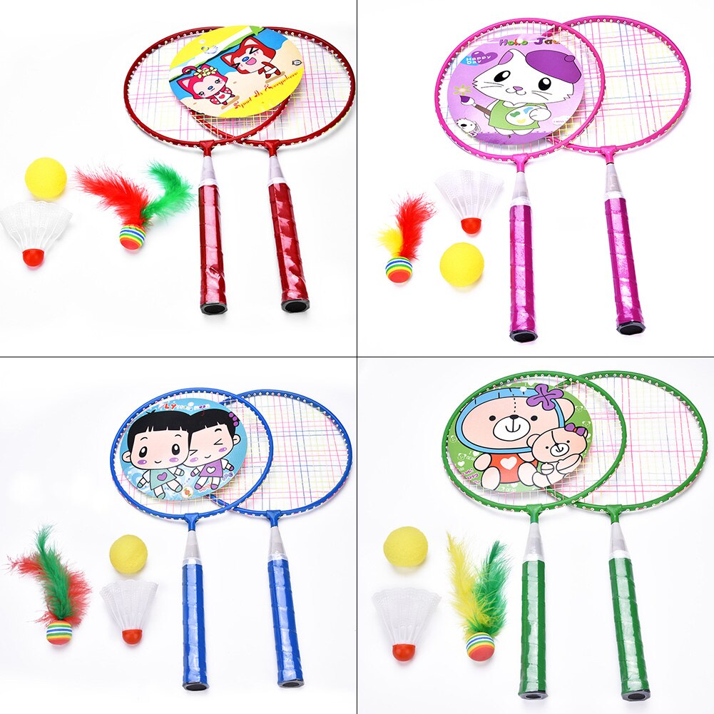 1 par udendørs farverige børn badminton ketcher sport tegneserie kulør legetøj til børn underholdning badminton ketcher