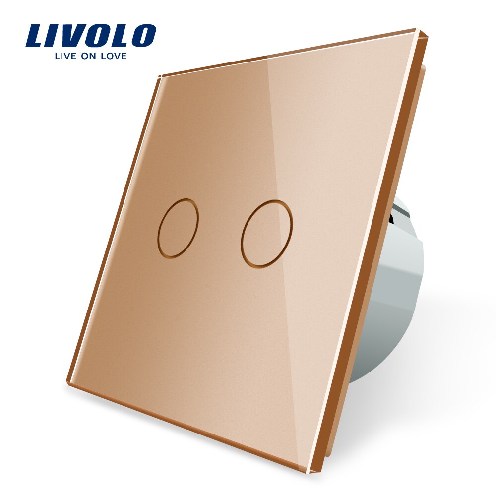 Livolo luxe Muur Touch Sensor Schakelaar, Lichtschakelaar, schakelaar power, Kristal Glas, Stopcontact, multifunctionele sockets, Gratis Keuze: Two Gang Touch