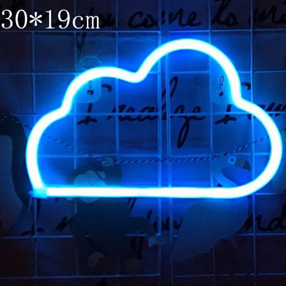 LED Rocket Shape señal de luz de neón nubes creativas noche luz boda en casa decoración neón lámpara: Blue Clouds