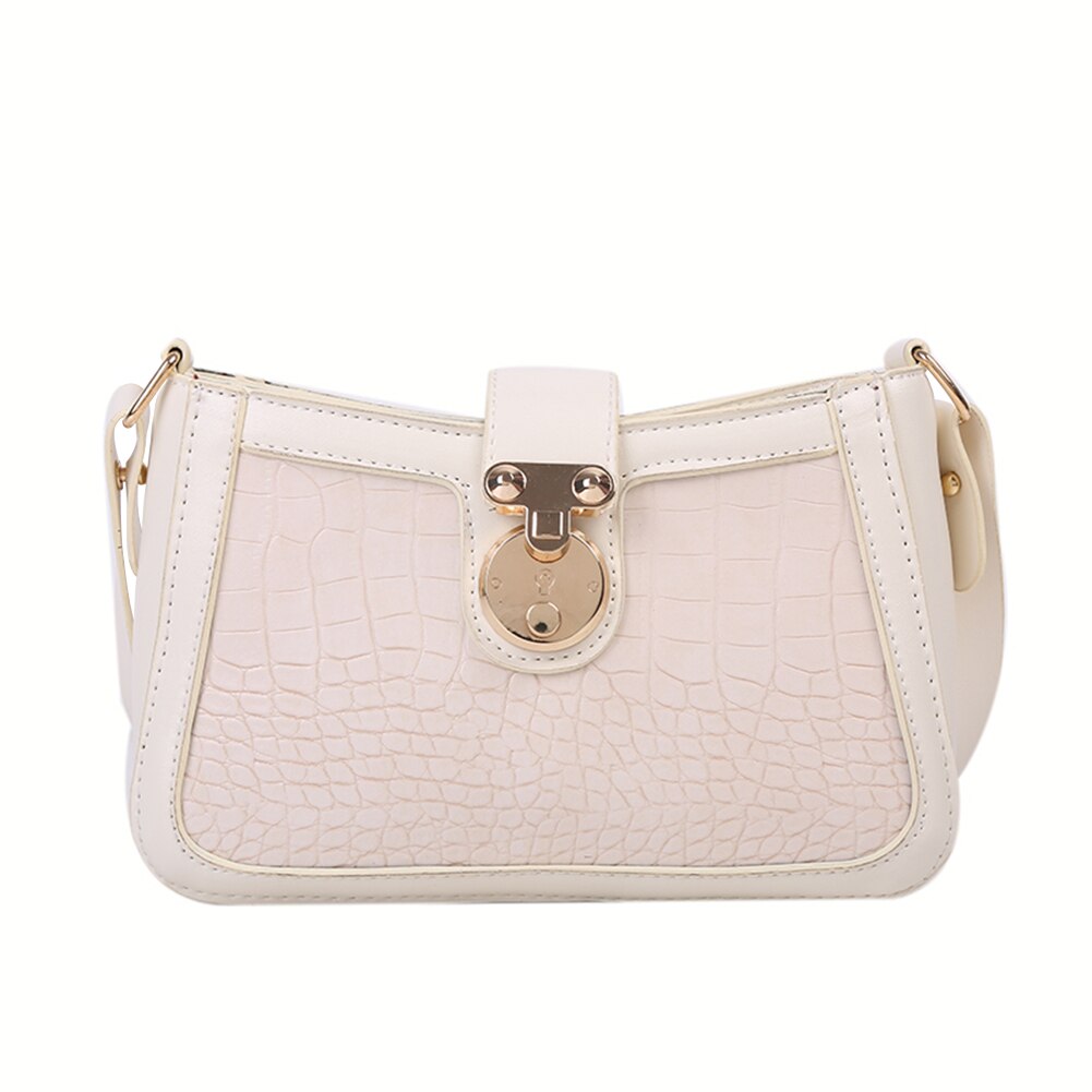 Lederen Crossbody Messenger Handtassen Vrouwen Pure Kleur Casual Hobo Schoudertassen Jeugd Dames Kleine Vierkante Tas: WHITE