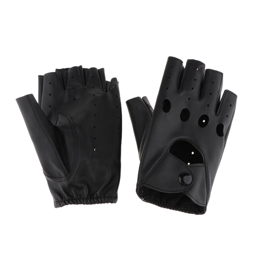 Gants en cuir PU Style Punk Rock pour homme et femme, demi-doigt ajouré