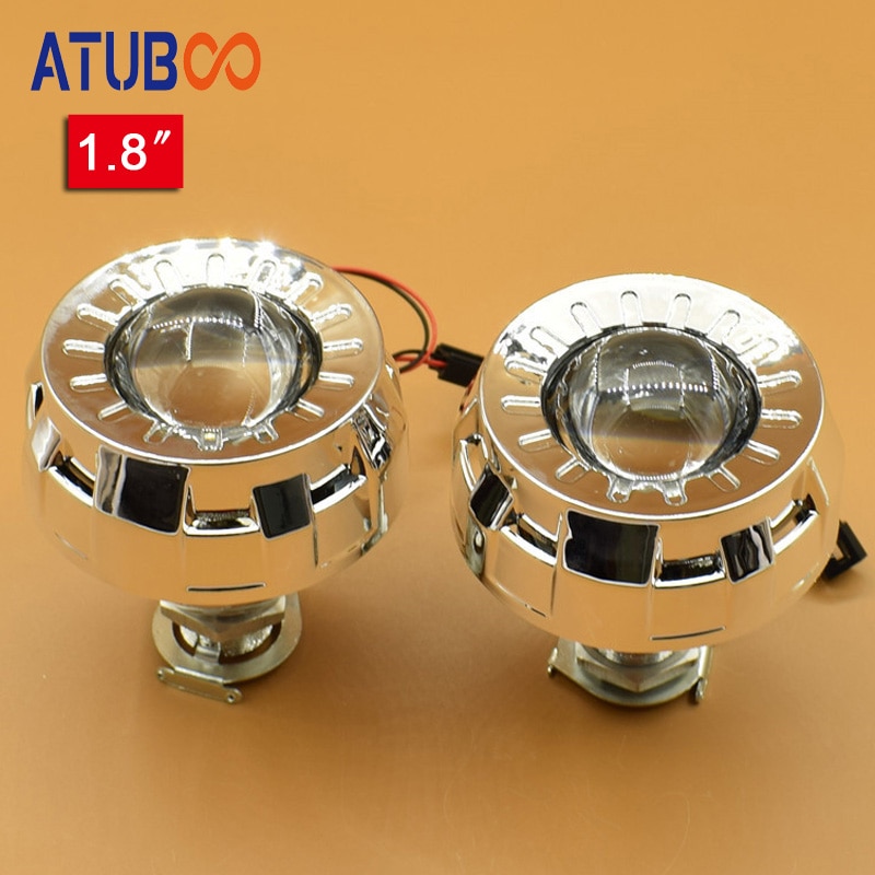 1,8 "Mini HID Bi xenon lente del proyector del faro + Mini Gatling Gun Shrouds para los coches/motocicleta H7 H4 Car Styling