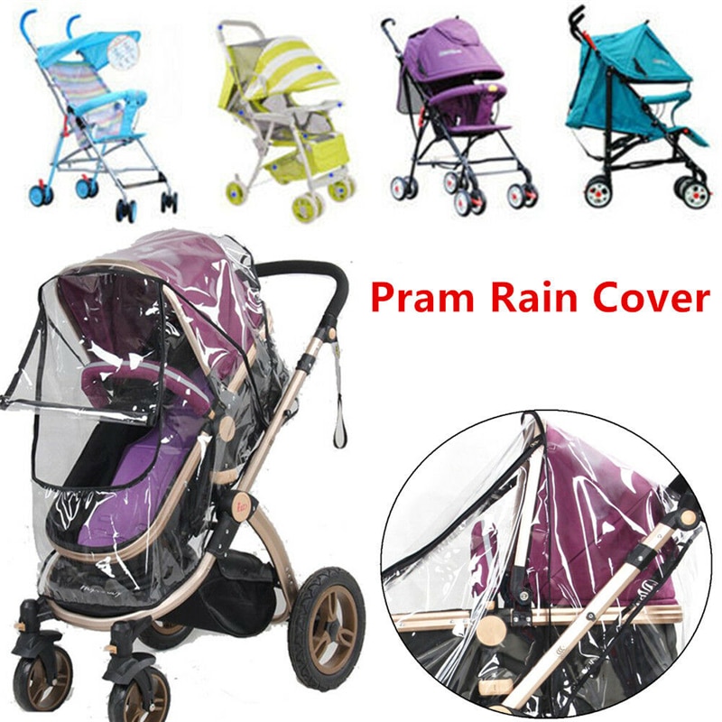 Accesorios para cochecito impermeable cubierta de lluvia transparente de protección contra el viento cremallera abierta para bebé Cochecitos para niños impermeable