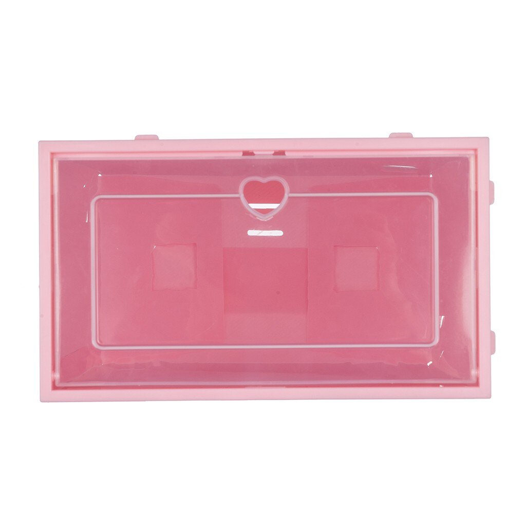1Pc Opvouwbare Clear Schoenen Opbergdoos Plastic Stapelbare Shoe Organizer Стеллаж Для Хранения Обуви: Pink L
