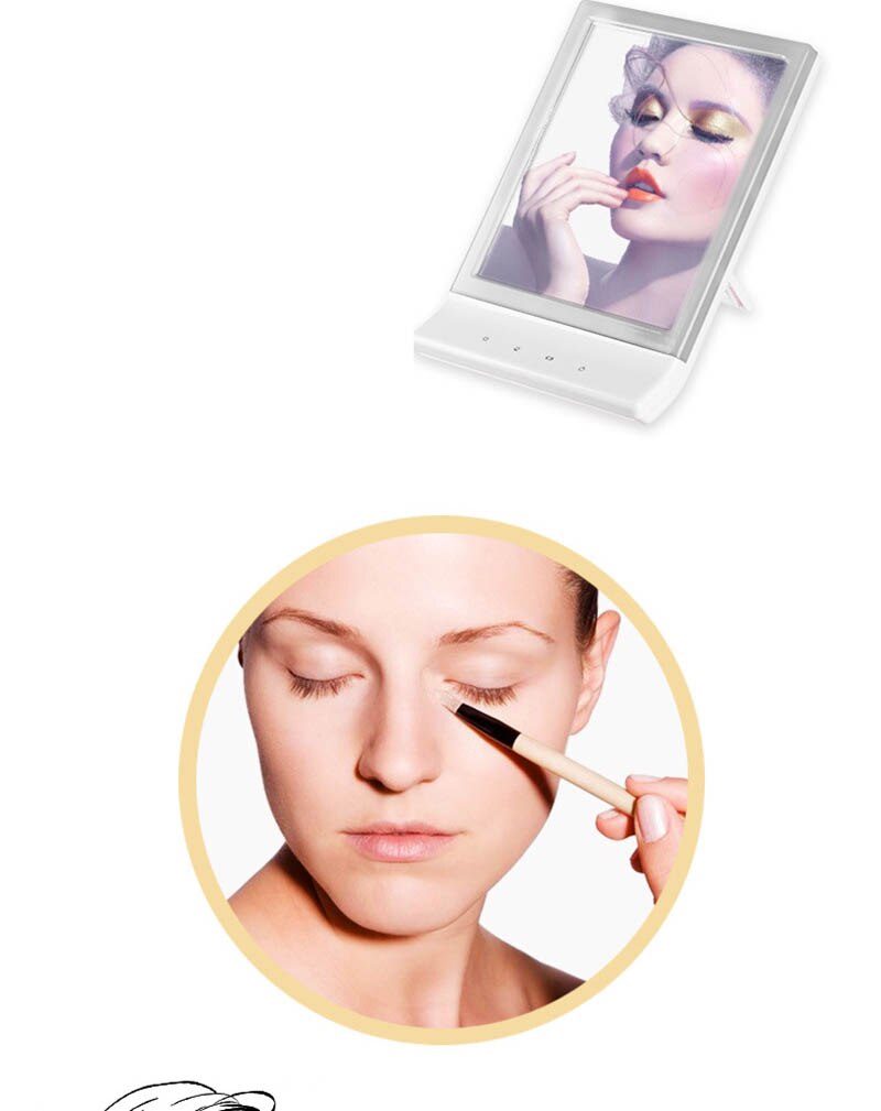 Make-Up Spiegel 18 Lichten Led Desktop Spiegelwand Spiegel Schoonheid Thuis Spiegel Usb Beschikbaar Licht Up Spiegel Voor Make-Up