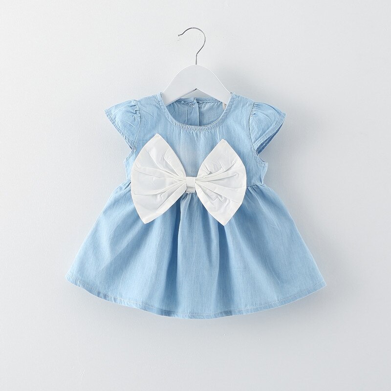 2022 Summer Outfit Newborn Baby Girl Dresses Cute Bow Sleeveless Cotton Infant Princess Blue Dress Toddler Clothes 0-24Months: G10-white / 8(6-12M)