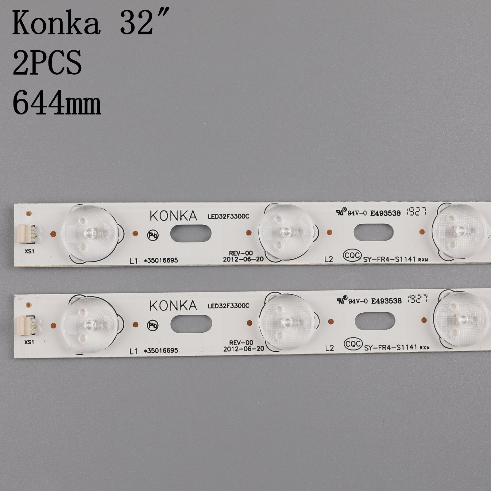 2pcs x 32 inch LED TV Backlight Lens Strips LED32F3300C 35016695 IC-BKKL32D019 for 32'' Konka 12-LEDs 644mm