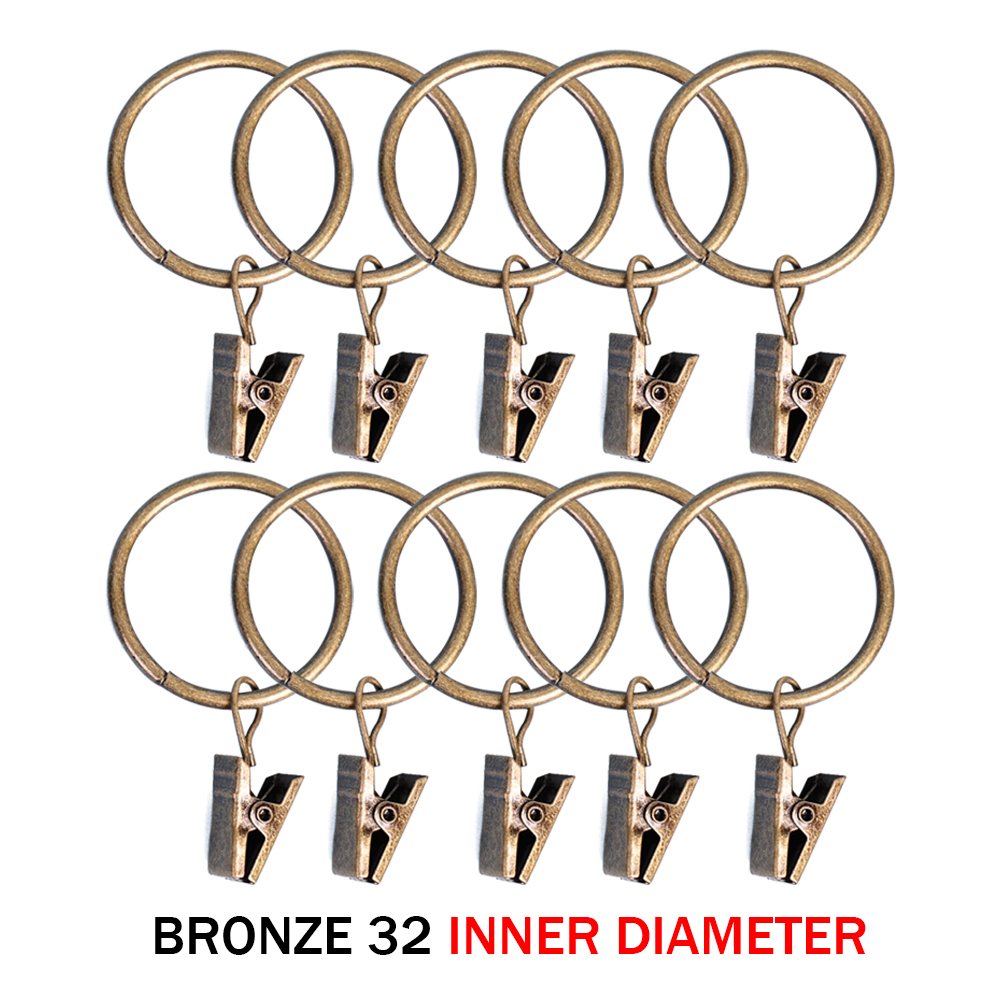 Metal Curtain Rings Clip Drapery Hanger Hooks for Hanging Hat Photo Home Bedroom Bathroom Decorative Shower Curtain Rod Clips: Light Grey / 30-35cm