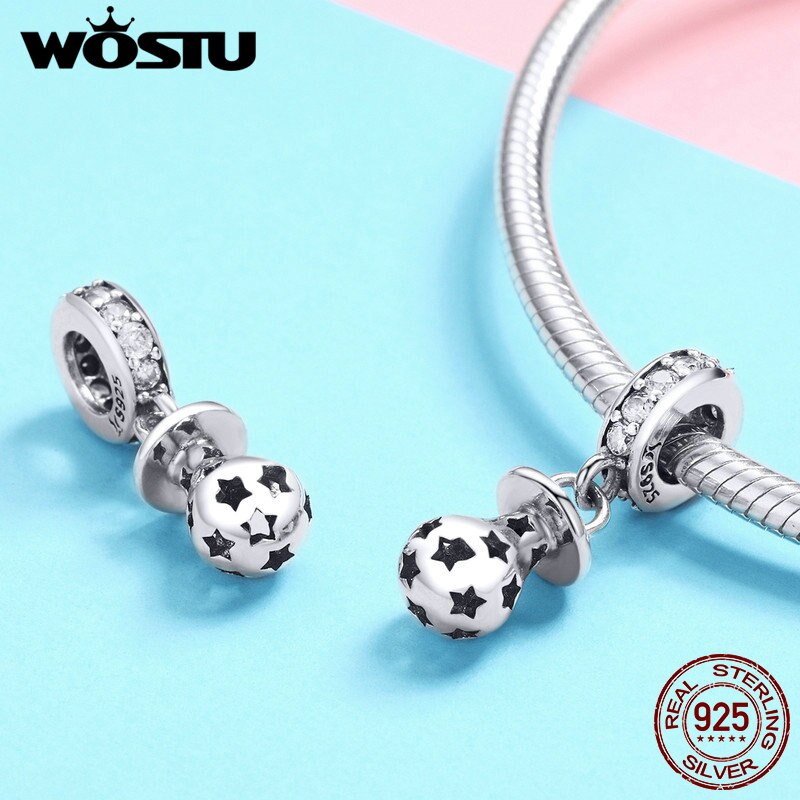 WOSTU Real 925 Sterling Silver Cute Nipple Trendy Charms fit Bead Woman Bracelet Necklace DIY Jewelry Making CQC891