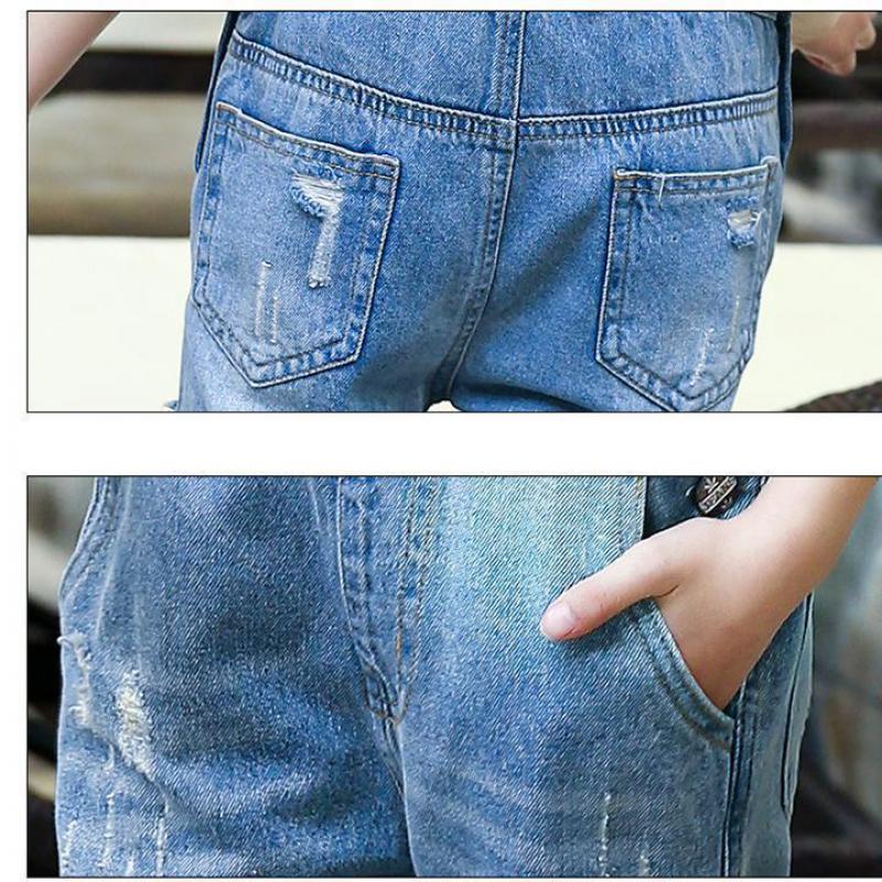 Monos de para niños, monos vaqueros para niñas de 6-15 años, pantalones vaqueros a rayas, ropa para niños, pantalones con agujeros, ropa Y52