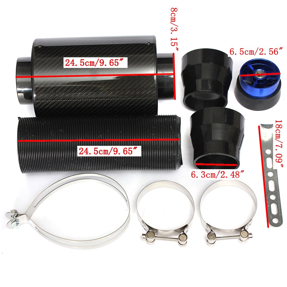 Universal Car Air Intake Modified Pure Carbon Fiber Bellow Eddy Current Fan Style Enclosed Air Filter Induction Ram Filter