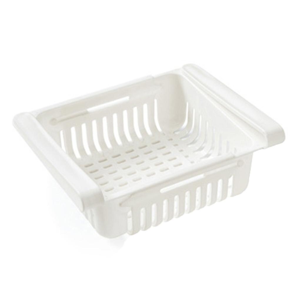 Kitchen Organizer Adjustable Kitchen Refrigerator Storage Rack Fridge Freezer Shelf Holder Pull-out Drawer Space Saver#25: White