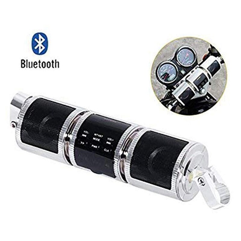 Motorcycle USB Bluetooth Stereo Speakers MP3 o Radio Sound System Handlebar Hi-Fi Player Supports USB/TF Card/AUX Interface