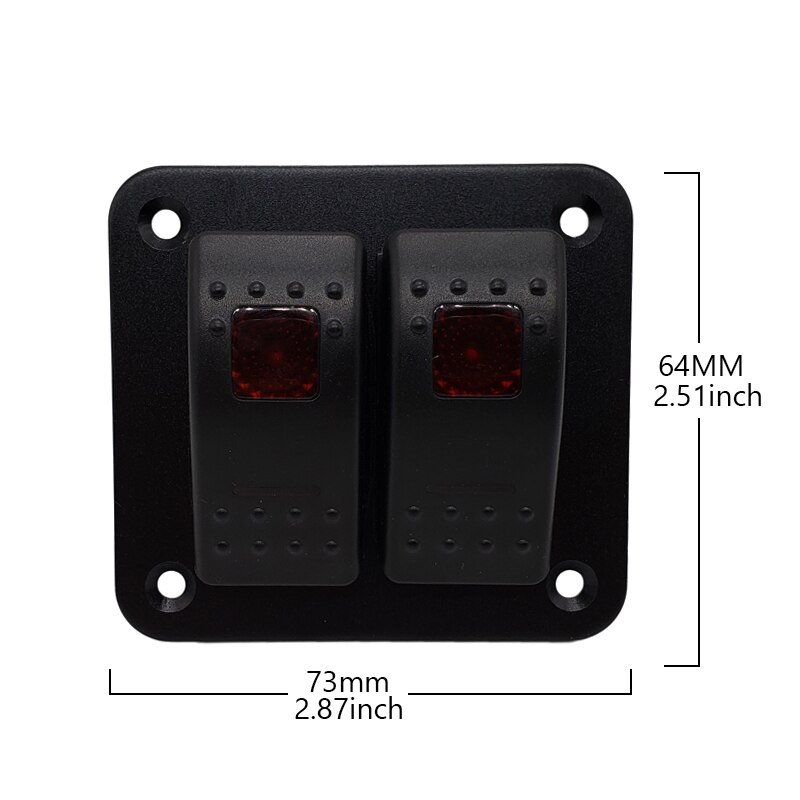 2 Gang Rocker Switch Panel 12-24V LED Waterproof Switch Panel Circuit Breaker for Car Marine Boat Camper Caravans Travel Trailer