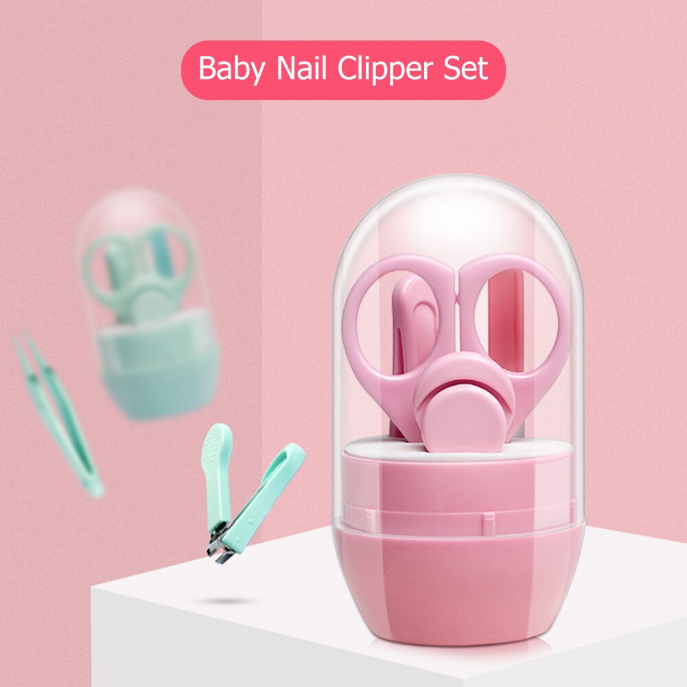 4 pçs/set bebê segurança cuidados com as unhas conjunto kits de saúde do bebê cor sólida infantil aparador de dedo portátil tesoura clippers caixa