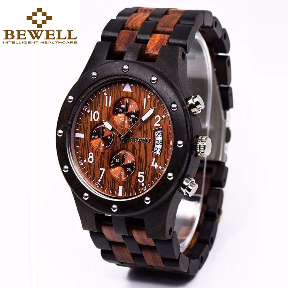 BEWELL Holz herren Uhr Luxus Quarz Handgelenk Moment Uhren Mit Komplette Kalender Zeit lieferant 109D