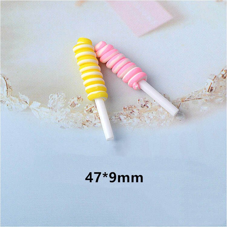 Cabochons en argile polymère arc-en-ciel en spirale, 8 pièces, beauté, sucettes Kawaii, dos plat pour décoration de téléphone DIY