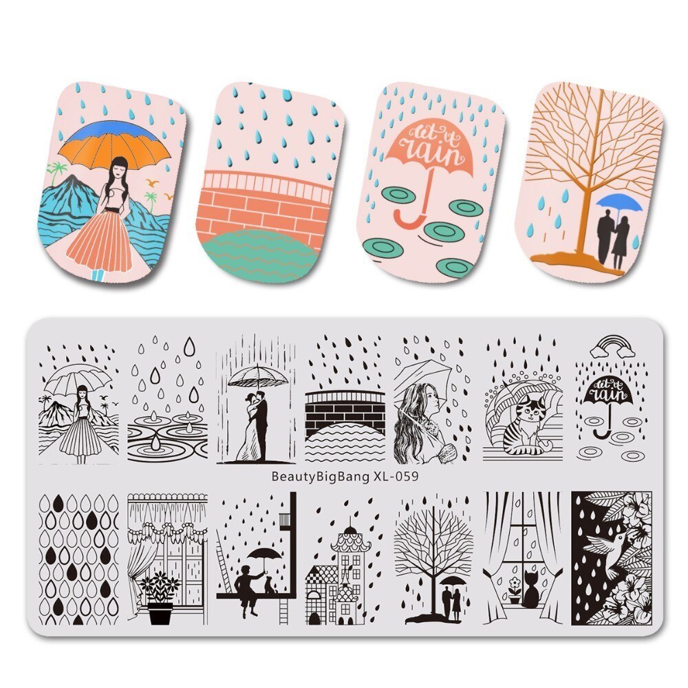 BeautyBigBang ongle gabarit plaque acier inoxydable mignon chat chien motif ongles estampage plaques Rectangle timbre pour ongles BBB XL-013: 59