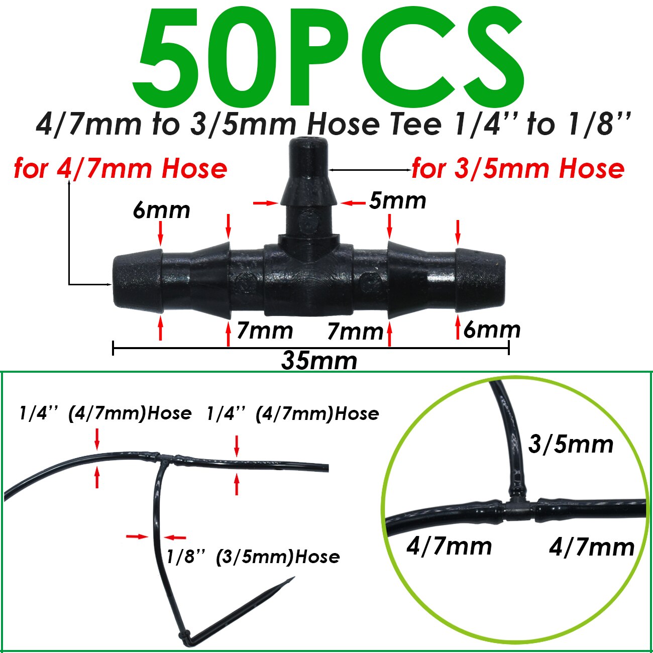 Kit Micro goutte-à-goutte avec goutteurs à flèche, 50 pièces, pour tuyau 3/5mm, économie d&#39;arrosage de jardin et de serre: KSL01-195-50PCS