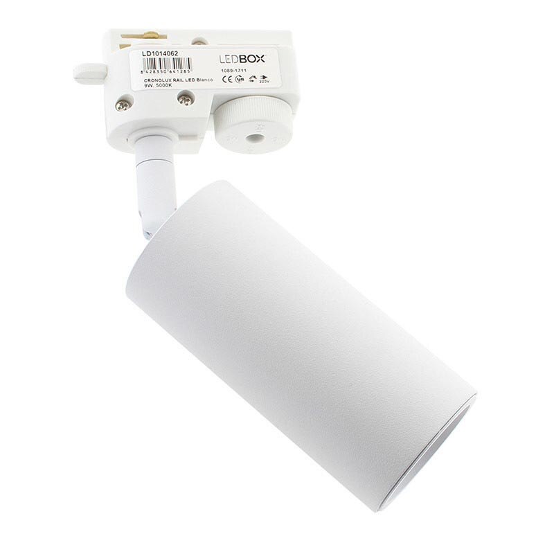 Foco carril Monofásico mini CRONOLUX RAIL LED blanco 9W, Blanco cálido