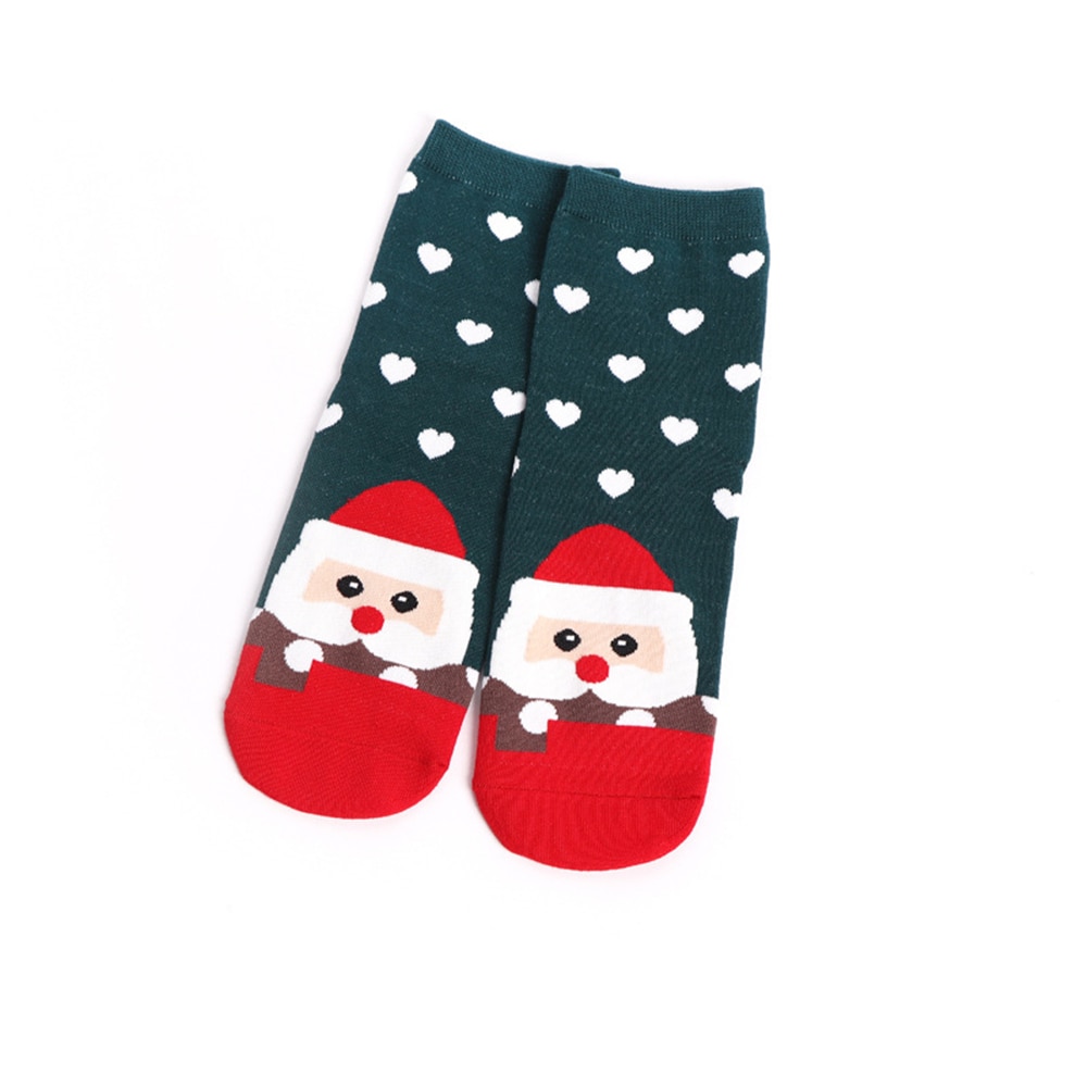 Kvinnor tecknade julstrumpor härlig tomte julgran snögubbe älgbjörn xmas strumpor
