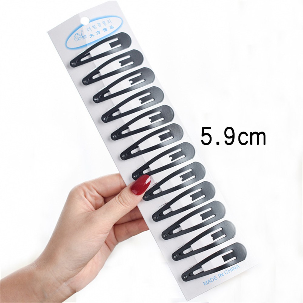 12 pçs/set clássico preto metal snap grampos de cabelo sem deslizamento gota de água grampos de cabelo presilhas para mulheres criança meninas cocar: Preto