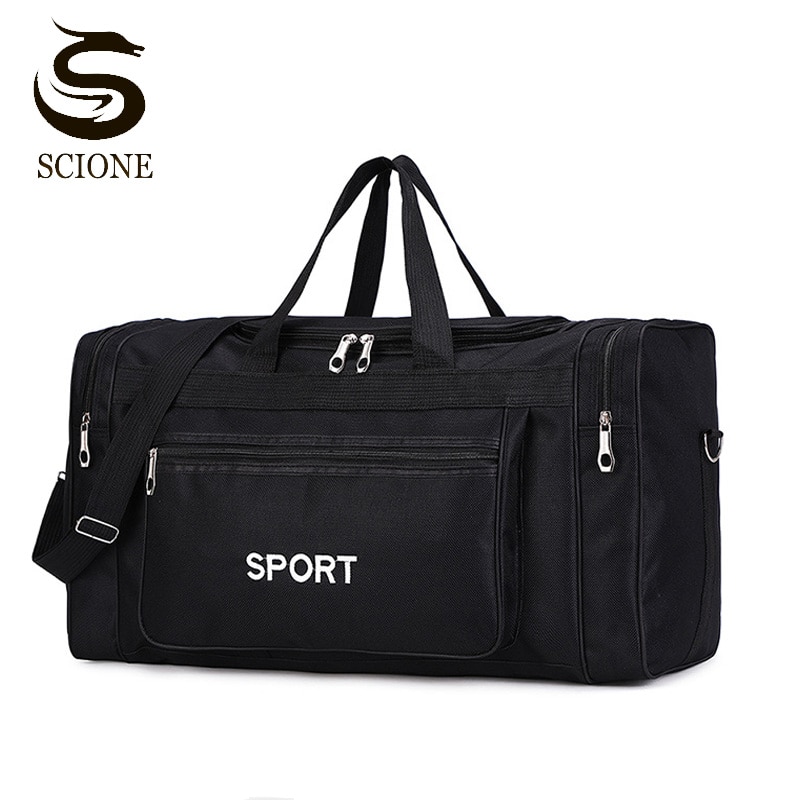 Bolso de viaje deportivo para hombre y mujer, bolsa de gimnasio de gran capacidad, resistente al agua, de nailon, color rojo y negro, XA1M