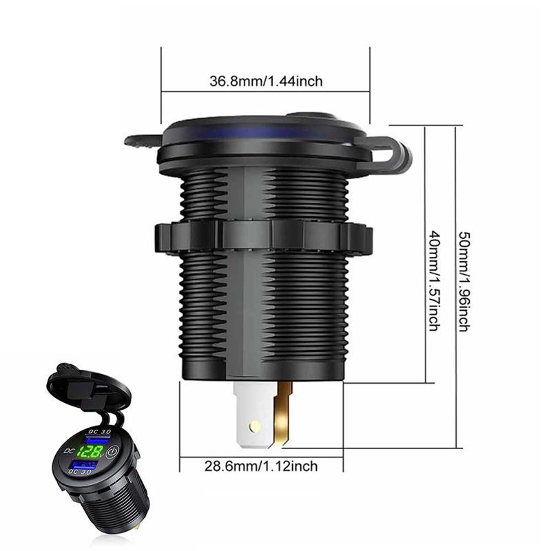 Wasserdicht 12V 24V QC 3,0 Typ C Dual USB PD Schnelle Auto Ladegerät mit Energie Schalter für Lkw motorrad Marine Stiefel SUV ATV Cellphon: Grün Dual USB